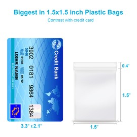 1.5''x 1.5'', (Pack of 200) 2 mil Thick Clear Plastic Reclosable Zip Poly Bags with Resealable Lock Seal Zipper for Photo, Jewelry, Bakery, Treats, Travel, Storage, Packaging & Shipping