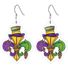 Fleur De Lis Mardi Gras Earrings, Mardi Gras Accessories, Mardi Gras Party Favors, Mardi Gras Gifts (Mardi Gras Fleur De Lis)