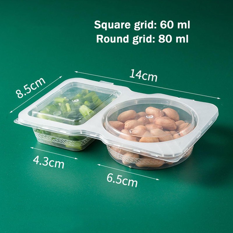 12Sets Reusable Snack Pack Containers, Double Compartment Snack Containers with