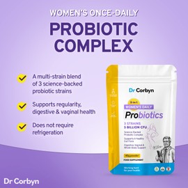 Dr Corbyn Women’s Probiotics & Prebiotics Powder (45 Grams) | Daily Probiotics for Women with 5 Billion CFU | Science-Backed Formula for Digestive, Vaginal & Whole-Body Health Support