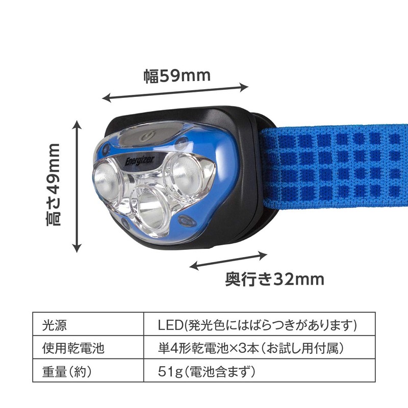 Energizer HDA323 Vision Headlight, LED, 2 Light Modes, Adjustable Head