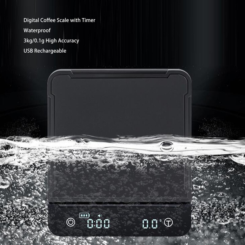 Digital Coffee Scale with Timer Waterproof Touch Screen Rechargeable 3kg/0.1g