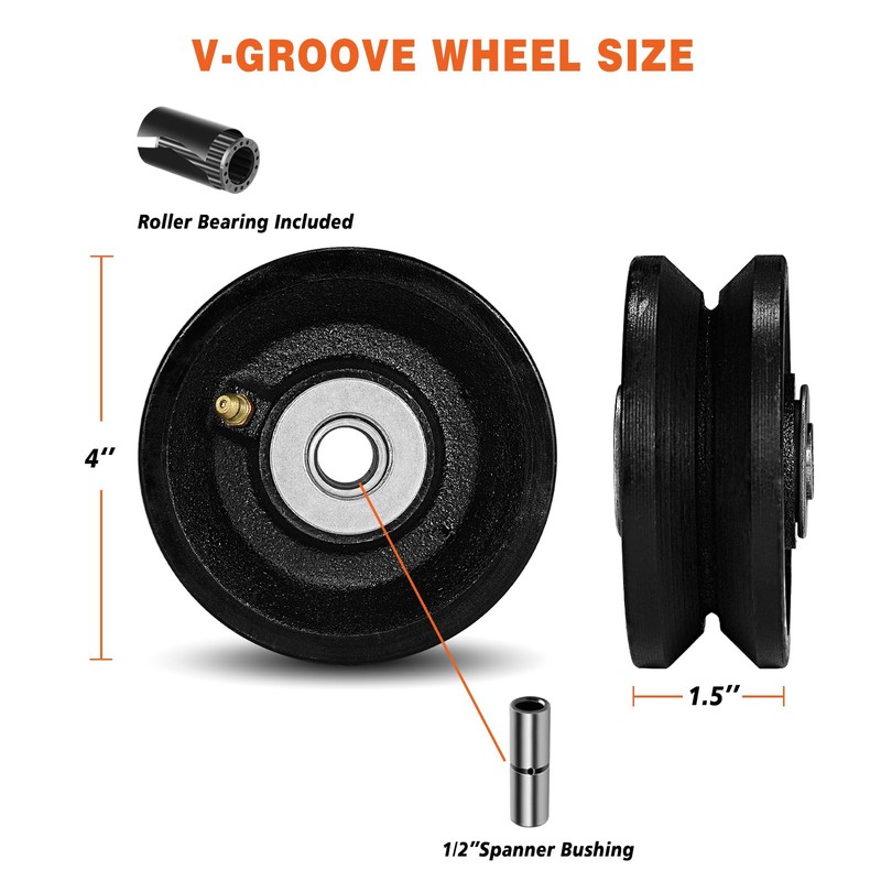 CWfutureparts 4" X 1.5" Cast Iron V Groove Wheel with