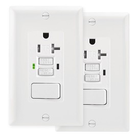 Wengart GFCI Outlet,2Pack,AC125V 20Amp Tamper Resistant GFCI Receptacle with Combination Switch,ETL Listed,Back &Side Wire,White