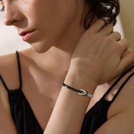 Vinswet Love Knot Crystal Chain Infinity Bracelets For Women Adjustable Matching Bracelets For Couples Friendship Relationship Jewelry Gifts