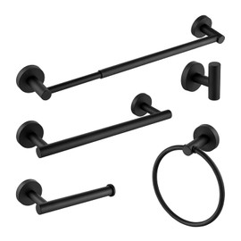 Beati Faucet Towel Bar Rack Holder Hanger Set for Bathroom Wall Mount 5 PCS SUS304 Stainless Steel Matte Black, BFTH015-BLK