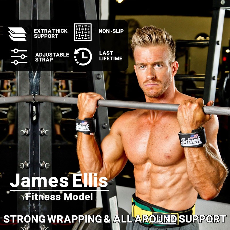 Schiek Sports Model 1100-WS Extra-Wide Wrist Straps - Black