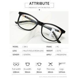 Progressive Multifocus Reading Glasses for Men & Women, No Line Multifocal Readers Blue Light Blocking Reading Glasses, 100% UV Protection, Improved Sight, Black 2.5X …