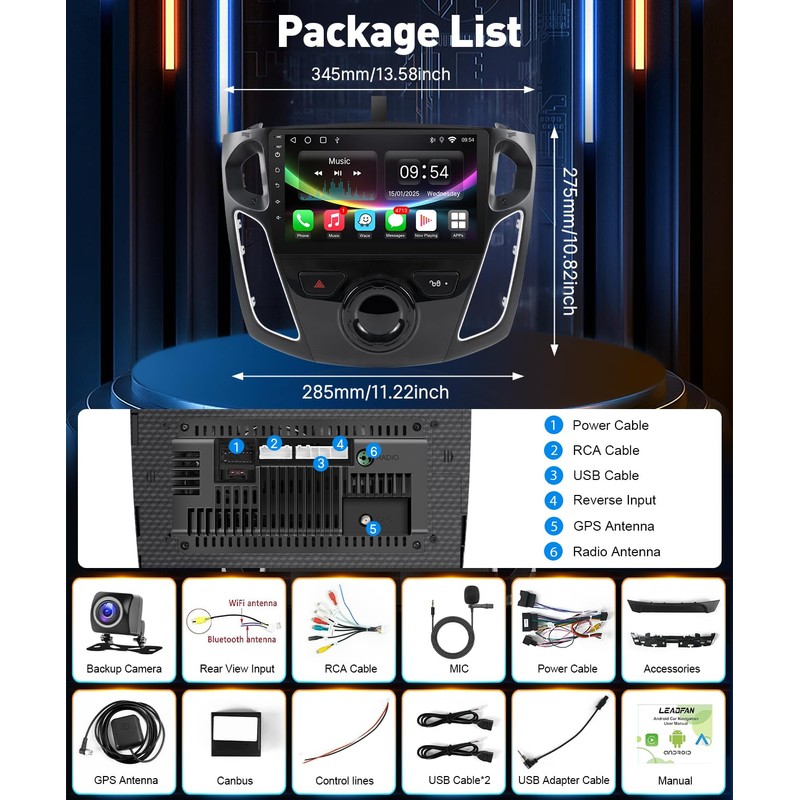 Leadfan Car Stereo Radio for Ford Focus 2012 2013 2014