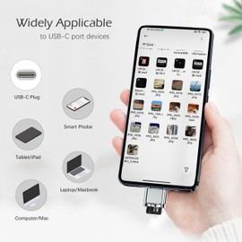 USB C Micro SD Card Reader for Android Phone, Camera, Laptop with Keychain, Mini Metal Type-C Card Reader (Shiny Silver)