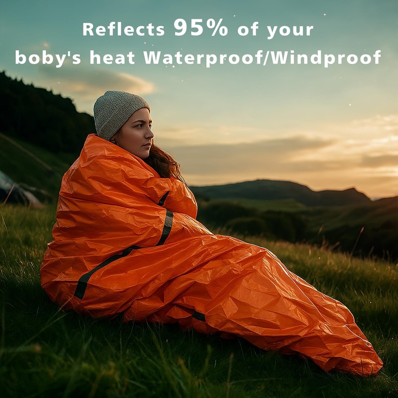 Zmoon Emergency Sleeping Bag Survival Bag, Portable Waterproof Thermal Bivy