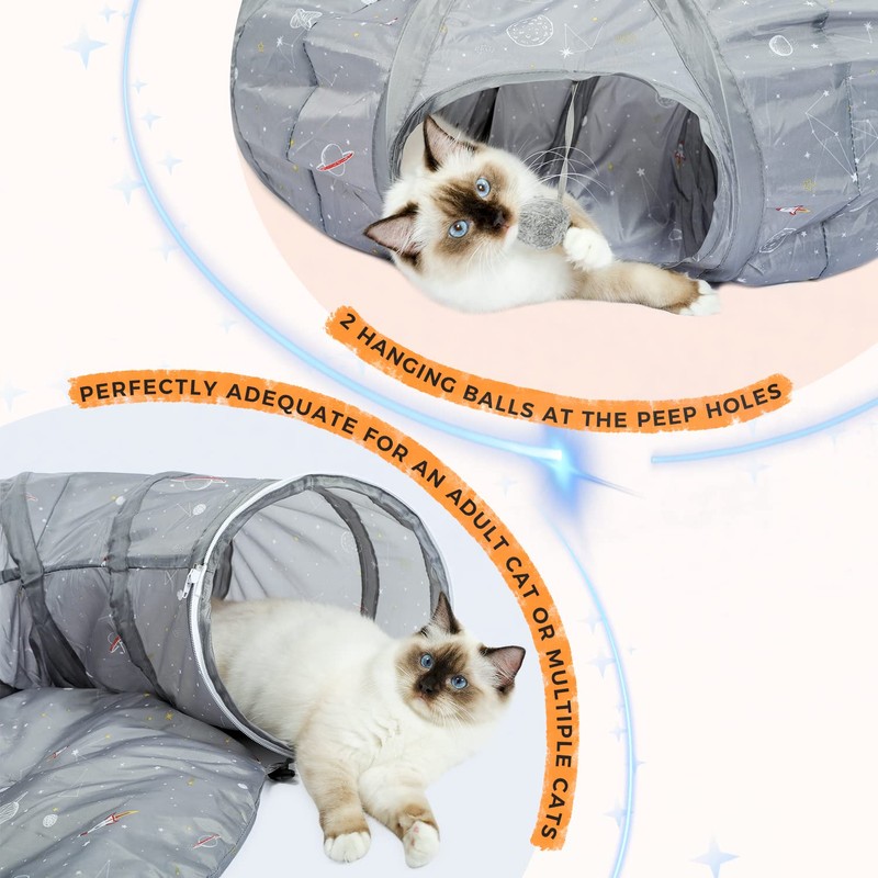 PAWZ Road Cat Tunnel Bed with Central Mat and Peek