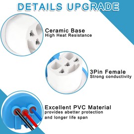 MKBKLLJY 4PCS 9007 9004 HB1 HB5 Female High Temperature Ceramic Adapter Wiring Harness Extension Sockets Wire 16AWG with Cold Pressed Connector for Car Truck Boat Marine Headlights Fog Light