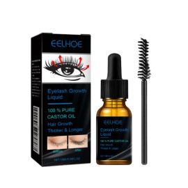 YX 10ml Pure Castor Oil Eyelash Growth Serum Liquid Damaged Hair Gray Eyelashes Repairing Thicker Longer Eyelash Growth OilColor: Black