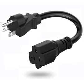 12AWG Heavy Duty Extender Plug Adapter, 20 Amp to 15 Amp Extension Cord, Nema 5-20P Plug Cable, Nema 5-20P to 5-20R/15R/ 6-15R/ 20R 20 AMP T-Blade Adapter Cable, 125V 15A to 20A 250V Power Cord, 1FT