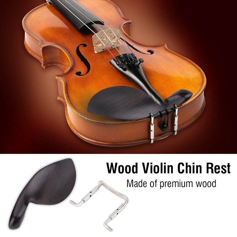 1Set Ebony Wood Violin Parts 4/4 Fittings Chinrest Pegs Tailpiece