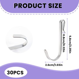 30 PCS S-Shaped Stainless Steel Hanger Clip-on Hook, Silver Wire Shelf Hooks, Wire Rack Hooks for Hanging Clothes Office Bathroom Kitchen (Silver)