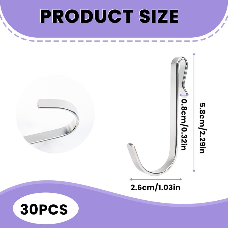30 PCS S-Shaped Stainless Steel Hanger Clip-on Hook, Silver Wire