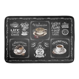 Coffee Bean Maker Dish Drying Mat for Countertops, 18x24 inch Absorbent Microfiber Espresso Cup Spill Mats Black Machine Drainer Mat Dish Drainer Rack Mat Protector Kitchen Accessories Bar Time Chef