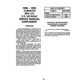 1990-1993 Corvette RPO LT5 5.7L V8 DOHC Service Manual Supplement