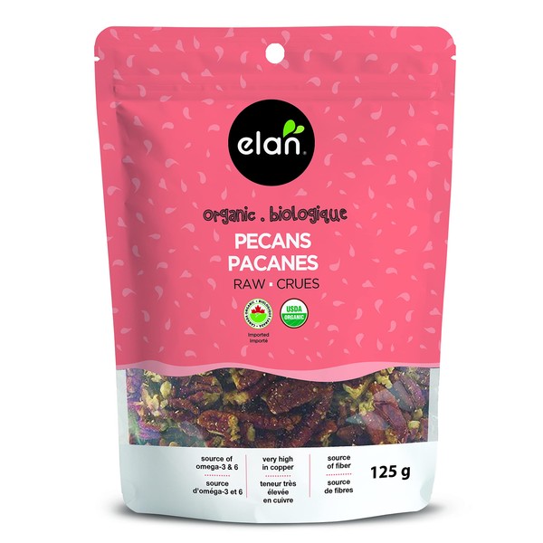 Elan Organic Raw Pecans, 125g (Packagaing may vary)