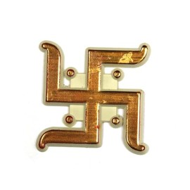 ASHIRWAD Golden Om Swastik Shubh Labh Wall Sticker, Temple Decal, Car Decoration (1.25 inches 10 pcs Swastik)