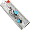 Navajo Natural Kingman Turquoise Silver Lighter Case Cover Sterling Flower