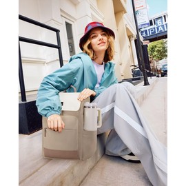 LOVEVOOK Women's Backpack, 15.6 Inch School Backpack, Teenager with All-Round Zip, Laptop Daypack Backpack, Women, Elegant for Uni Travel, Work Bag, Teacher Bag, Daypack Travel Backpack, Beige Khaki