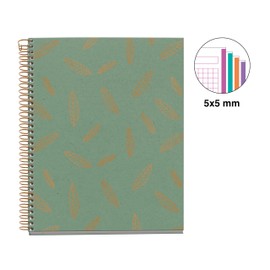 Miquelrius - Notebook A5 (148 x 210 mm), squared 5 mm, 120 sheets 70 g/m², cardboard cover with copper details, 4 coloured stripes, copper spiral, Feeling Mallorca collection, sheets