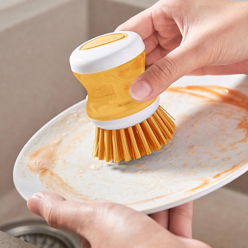Soap Dispensing Dish Brush, 2 PCS Soap Dispensing Palm Brush,