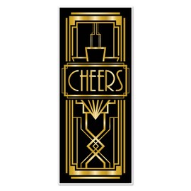 Beistle Black and Gold Cheers Door Cover- 1 pc