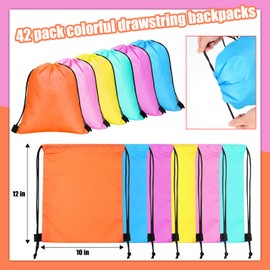 Silkfly 42 Pack Drawstring Backpack Bulk String Bag Drawstring Bags Gift Bags for Kid Party Favor (Solid Colors Style)