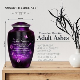 Purple Butterfly Urn for Human Ashes Adult – Large Purple Butterfly Urn for Women & Men with Secure Lid, Handcrafted Metal Urns for Ashes, Keepsake with Upto 200lbs