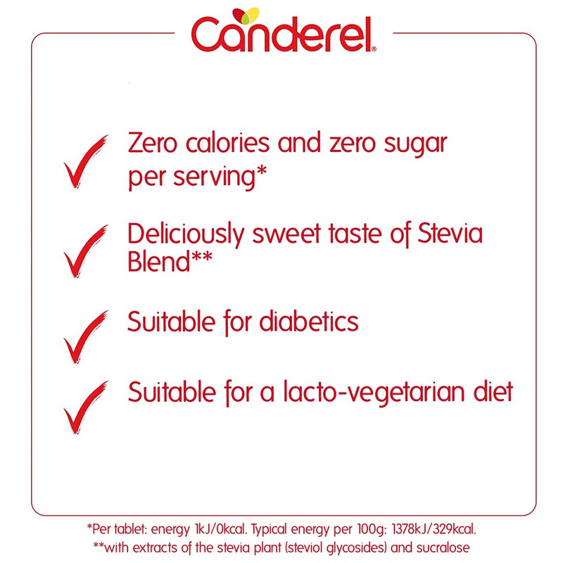 Canderel Stevia Sweetener Blend - 100 Tablets (Pack of 5)