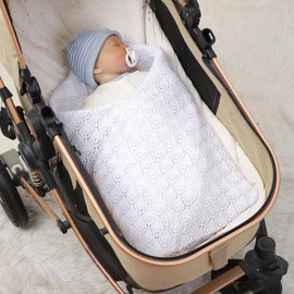 Neiwech Baby Blanket Cellular Swaddle Soft Warm Knit Cotton Receiving Blankets for Newborn Infant Boys Girls 100 * 80cm White
