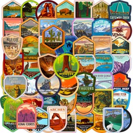 Bric Dodo Pack of 63 National Park Stickers Car Laptop Phone Guitar Skateboard Motorcycle Bicycle National Park Stickers Set Vinyl Waterproof Aesthetic Stickers for Teenagers Children Adults
