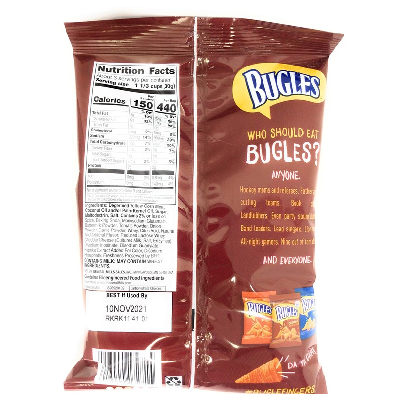Bugles Chili Cheese Corn Snacks, 3 oz. (Pack of 6)