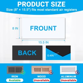 Powerful Magnetic Vent Covers,8"X 15.5"Register Vent Cover for Home and RV, HVAC Iron Registers，Strong and Well-Fitting Floor Vent Covers/Air Vent Covers/Ceiling Vent Covers,4Pack