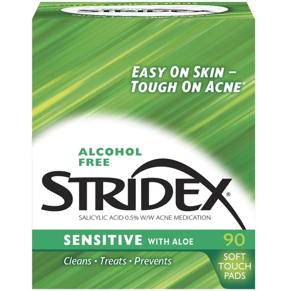 Stridex Daily Care Acne Pads with Aloe, Sensitive Skin, 90 ct