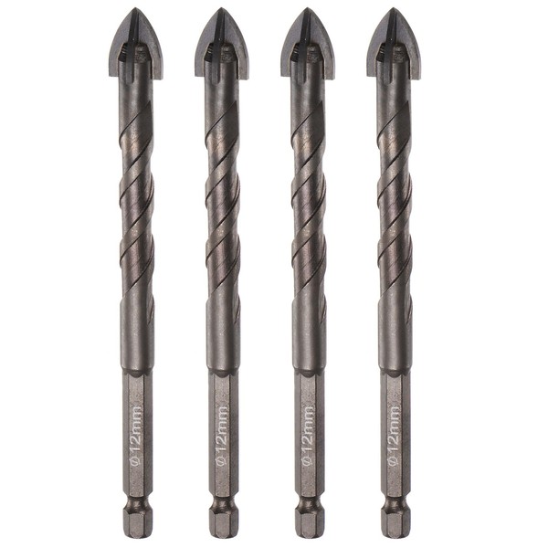 HARFINGTON 4pcs Titanium Masonry Drill Bit, 12mm Concrete Drill Bits