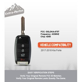 Extra-Partss Simple OBD, Simple Key for Kia 2017 2018 Forte OSLOKA-875T 433Mhz 4D60 with Groove Blade