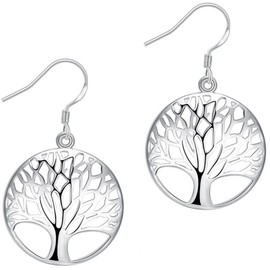 Tree of Life Earrings,Fashion Jewelry Sterling Silver Plated Tree Pendants Drop Dangle Earrings Dangles
