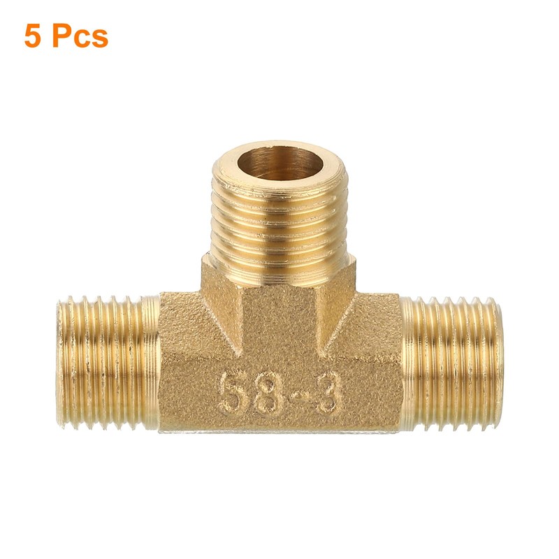 QUARKZMAN Brass Tee Pipe Fitting, 1/4" x 1/4" x 1/4"