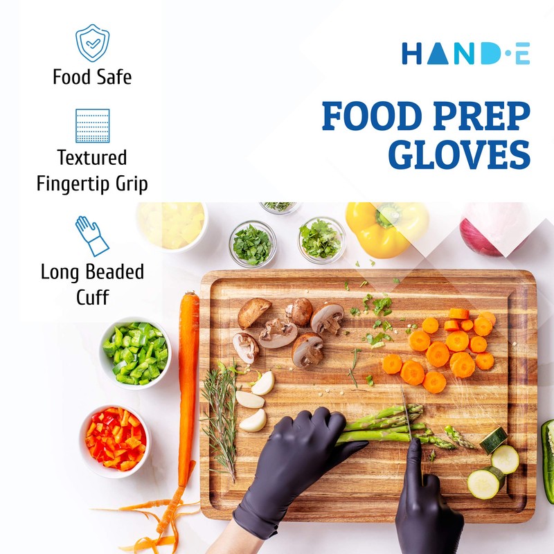 Hand-E Touch Disposable Black Nitrile Gloves X Small 100 Count
