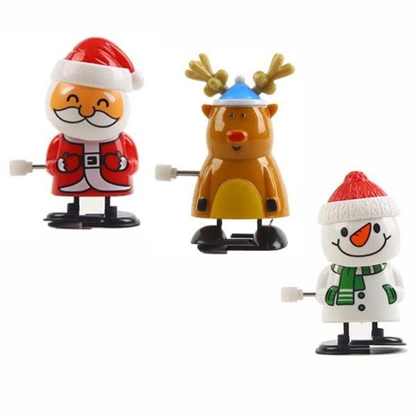 Aisszhao 3 Pack Christmas Wind Up Toys for Kids,Christmas Novelty Shake Head Clockwork Toy Walking Wind-up Spring Toy for Xmas Stocking Funny Jumping Toys for Christmas Party Favor Goody Bag Filler