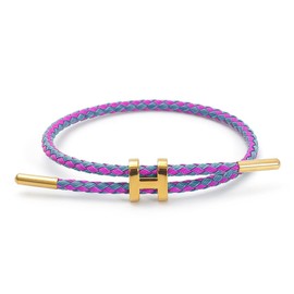 PPbuky Steel Bracelet Link, Adjustable H-shape Wire Rope Bracelet, Lucky Jewelry with Titanium Buckle for Birthday, Valentine's, Graduation, Fashion Gift for Women, Men, Lovers, Friends, Aqua Pink