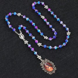 diyalo Chaplet of Seven Sorrows Rosary Virgin Mary Prayer Beads Chain Our Lady Crucifix Cross Necklace