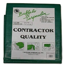 T.W Evans Cordage G1020 10-Feet by 20-Feet Contractor Grade Poly Tarp, Black/Green