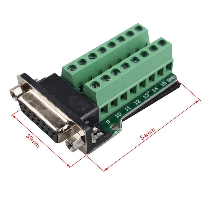 Futheda DB15 Male to Female Adapter, All-Copper Base, PCB Carrier,