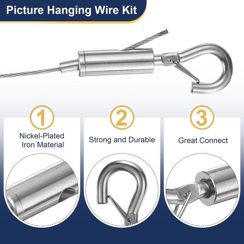 uxcell 6pcs Picture Hanging Wire Kit, 0.5m x 1.5mm Heavy